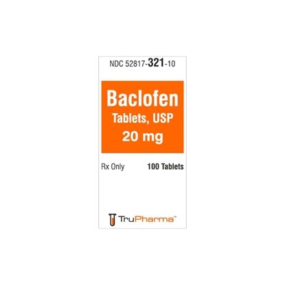 Baclofen, 20mg, 100 Tablets/Bottle