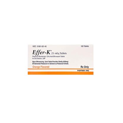 Effer-K® Potassium Bicarbonate 25 mEq Tablets, 100 Count