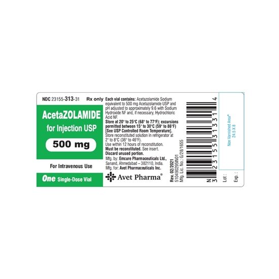 Acetazolamide Injection 500 mgVial Single Dose Vial Each