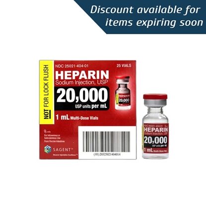 Heparin Sodium Injection 20000 U/mL, Multiple Dose Vial 1 mL, 25/Tray